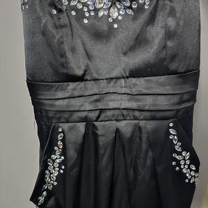 Source Unknown Black Strapless Dress with Silver Embellishments